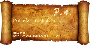 Pethő András névjegykártya